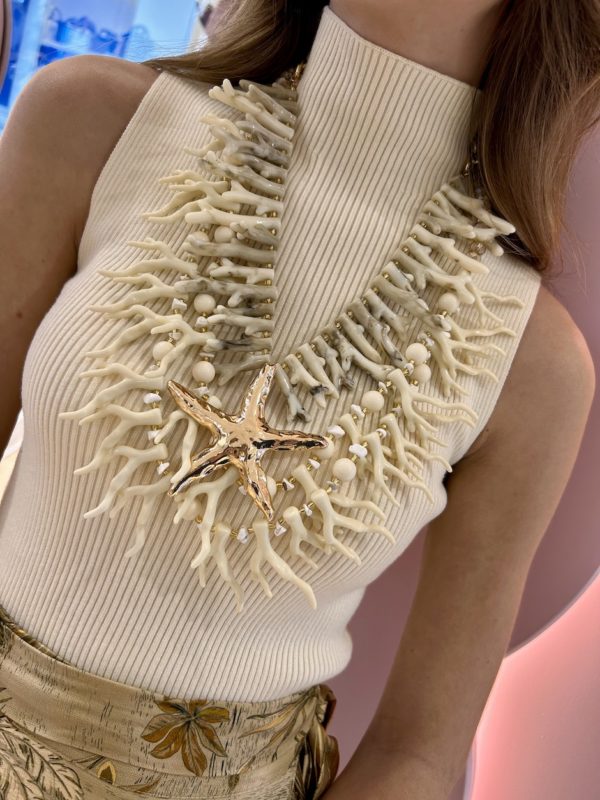 Collar Vueltas Corales Resina Marfil - Imagen 3