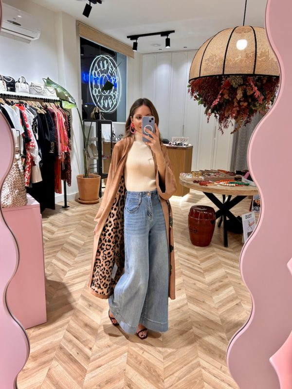 Kimono Satinado Print Floral Efecto Punto De Cruz - Imagen 2