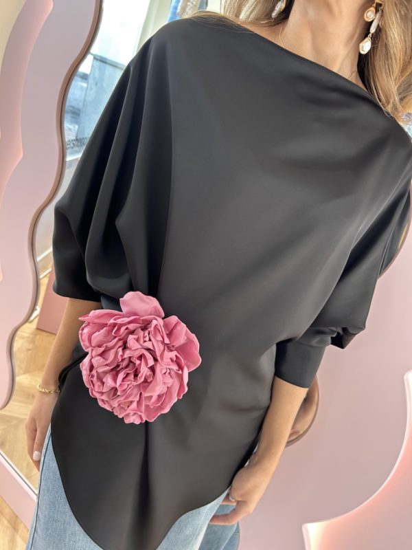 Broche Maxi Flor Rosa Crepe