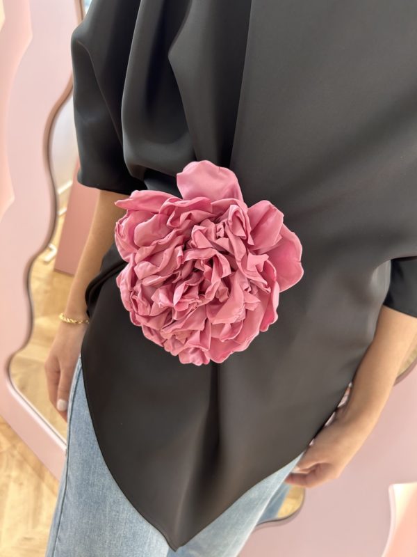 Broche Maxi Flor Rosa Crepe - Imagen 2