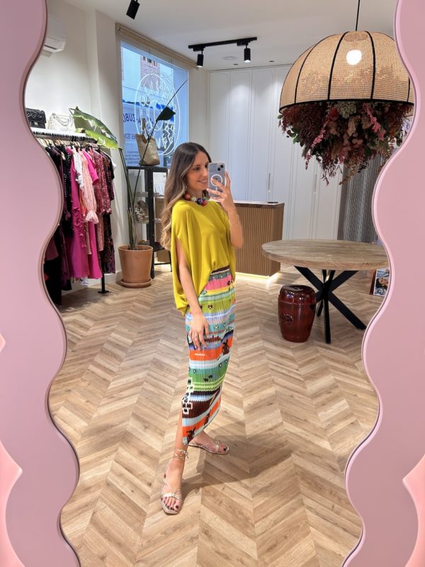 Falda Midi Plisada Estampado Azteca - Imagen 4
