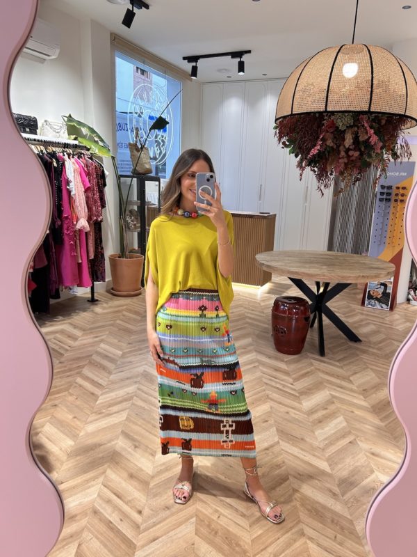 Falda Midi Plisada Estampado Azteca - Imagen 2