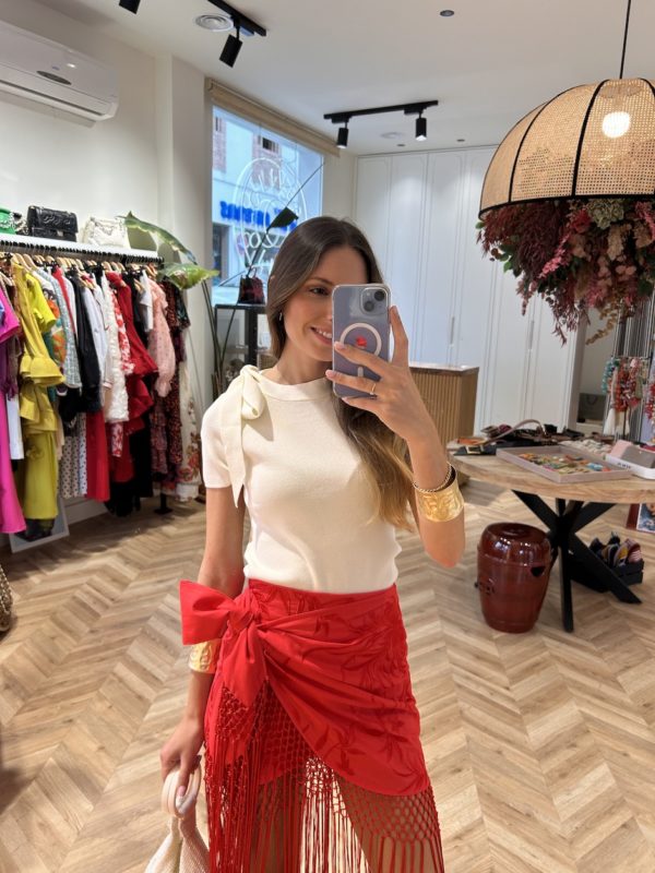 Top Punto Cuello Lazada Marfil - Imagen 2