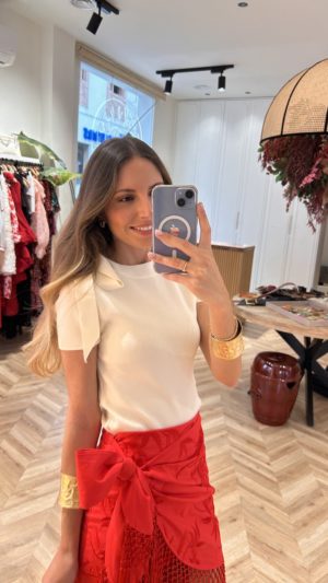 Top Punto Cuello Lazada Marfil