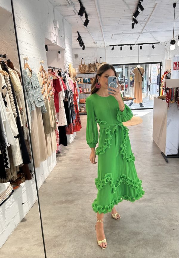 Vestido Midi Plisado Detalle Volantes Plisados - Imagen 2