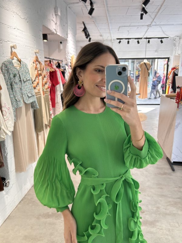 Vestido Midi Plisado Detalle Volantes Plisados - Imagen 4