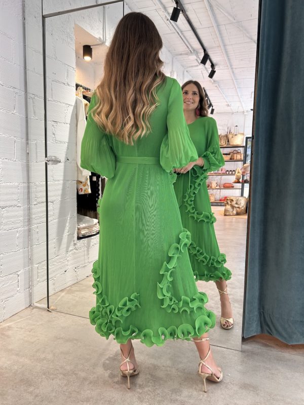 Vestido Midi Plisado Detalle Volantes Plisados - Imagen 5