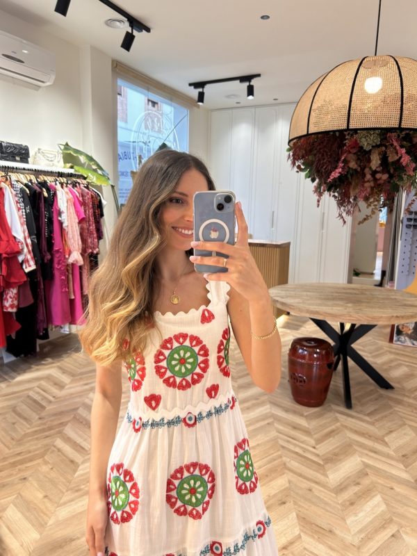Vestido Largo Piculina Print Bordados - Imagen 2