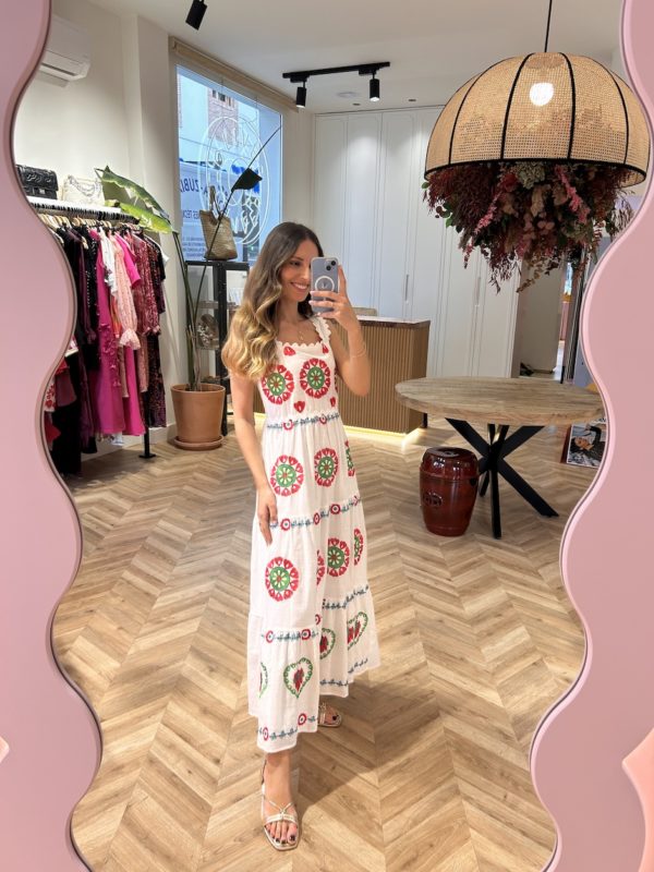 Vestido Largo Piculina Print Bordados - Imagen 4