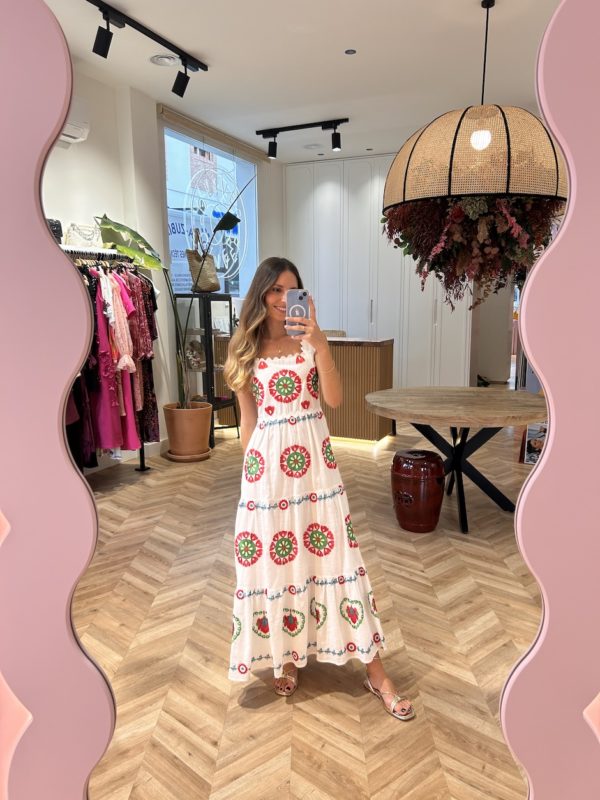 Vestido Largo Piculina Print Bordados - Imagen 3