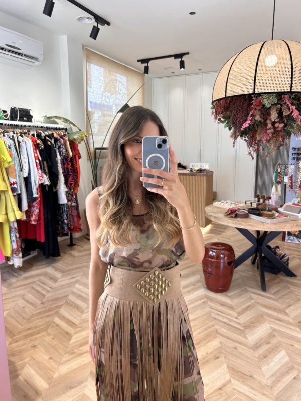 Top Organza Print Camuflaje