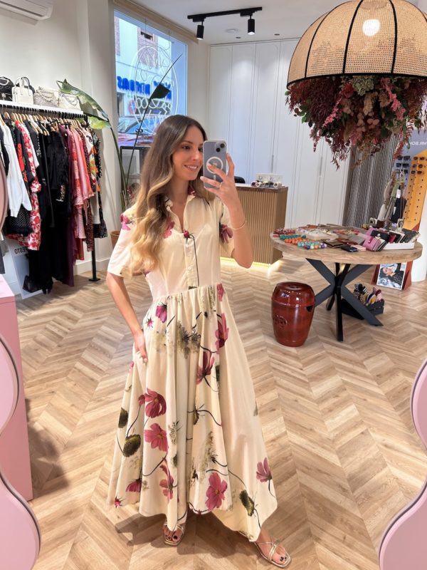 Vestido Camisero Asimétrico Print Amapolas - Imagen 2