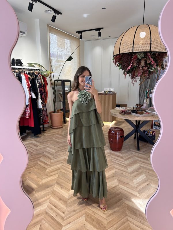 Vestido Volantes Kaki
