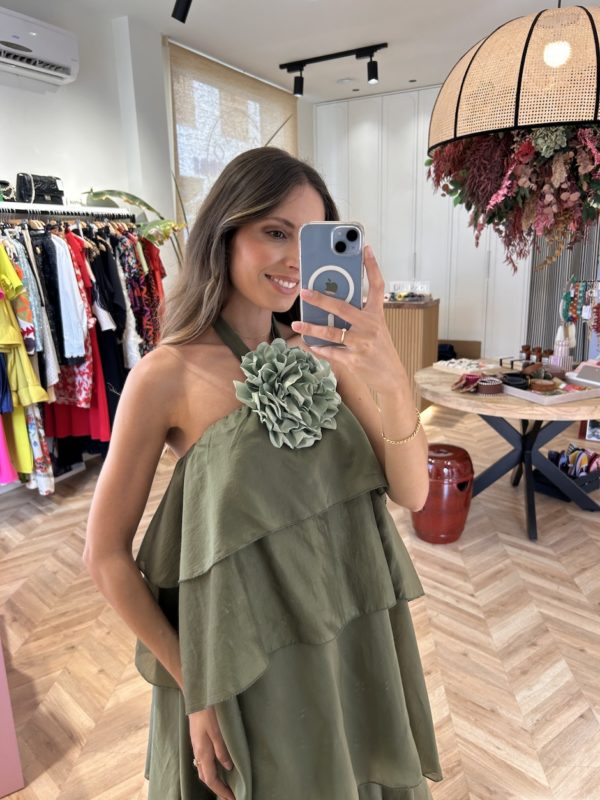 Vestido Volantes Kaki - Imagen 2