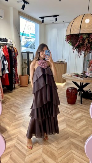 Vestido Volantes Chocolate