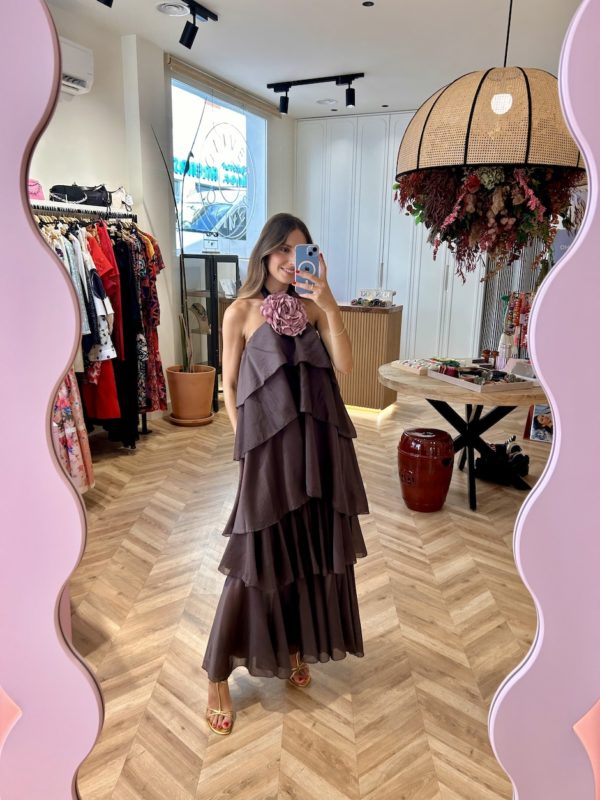 Vestido Volantes Chocolate