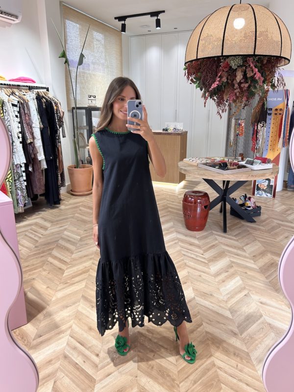 Vestido Largo Volante Bordado Inglés - Imagen 3