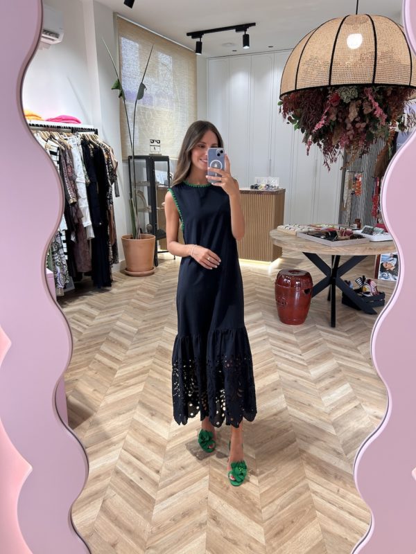 Vestido Largo Volante Bordado Inglés - Imagen 4