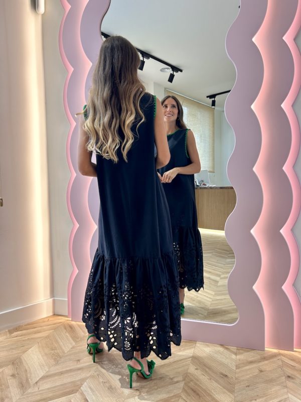 Vestido Largo Volante Bordado Inglés - Imagen 5