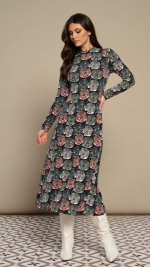 Vestido Midi Punto Print Guepardos