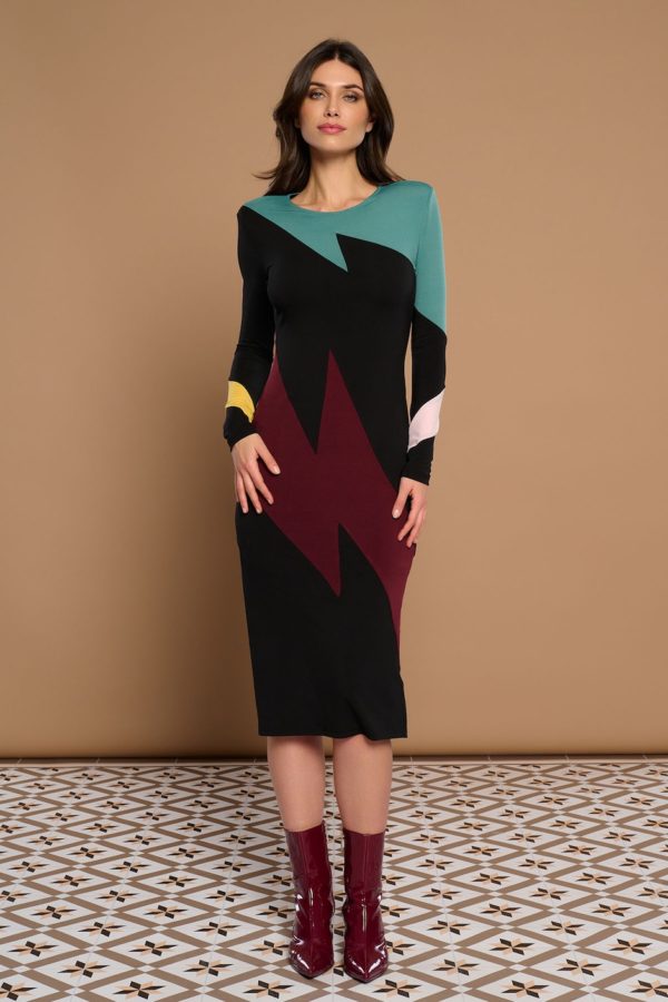 Vestido Midi Punto Print Rayos