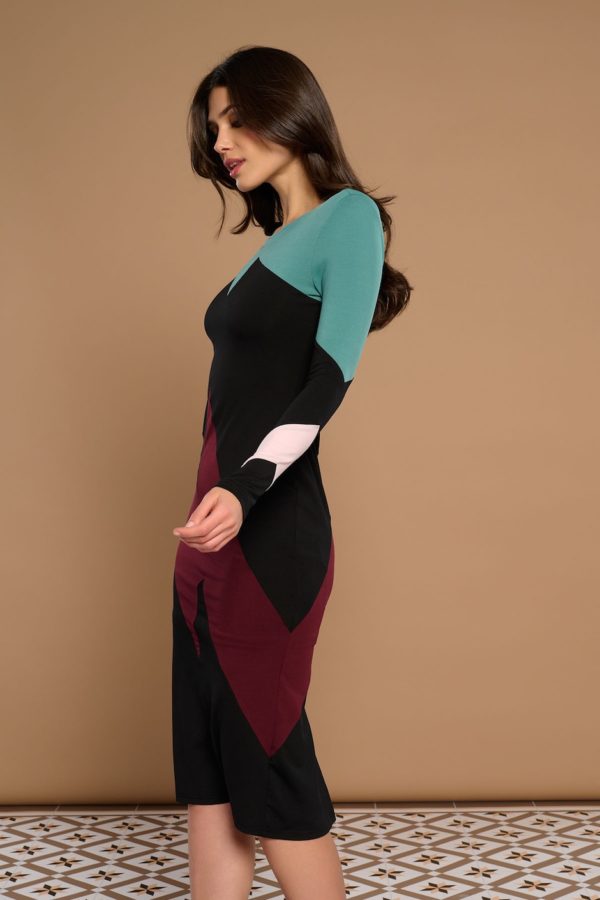 Vestido Midi Punto Print Rayos - Imagen 3