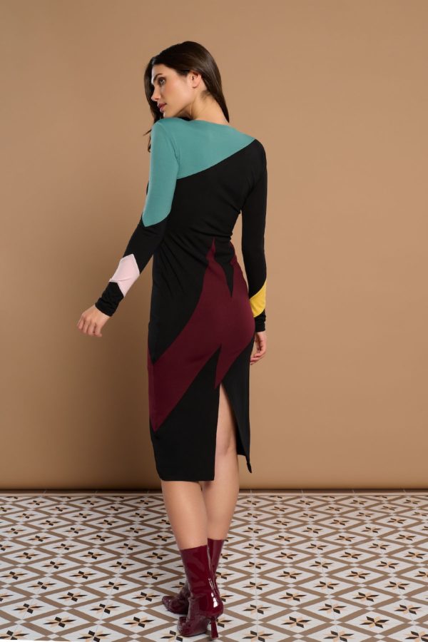 Vestido Midi Punto Print Rayos - Imagen 4