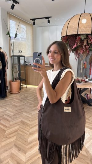 Bolso Maxi Antelina Flecos Chocolate