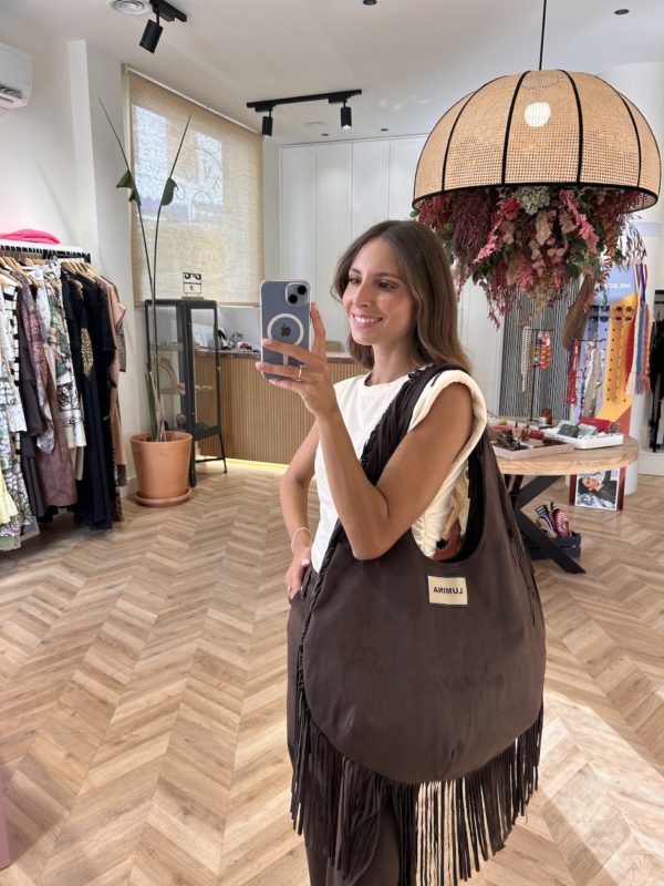 Bolso Maxi Antelina Flecos Chocolate