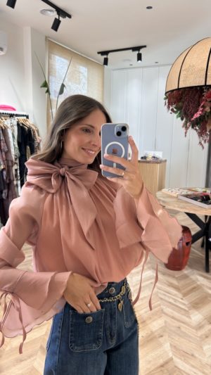Blusa Organza Maxi Lazada Rosa Empolvado