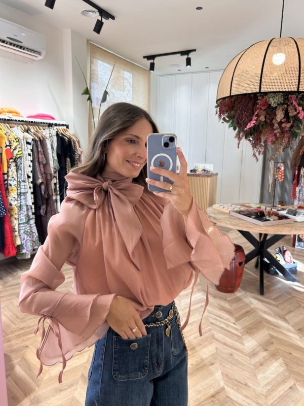 Blusa Organza Maxi Lazada Rosa Empolvado