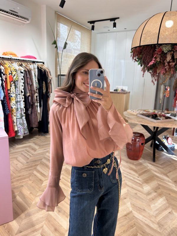 Blusa Organza Maxi Lazada Rosa Empolvado - Imagen 2