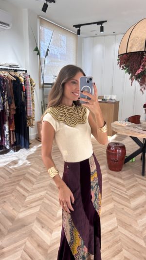 Top Punto Detalle Lazada Beige