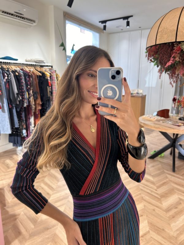 Vestido Punto Lurex Plisado Multicolor - Imagen 5