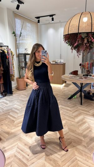 Falda Midi Acolchada Marino