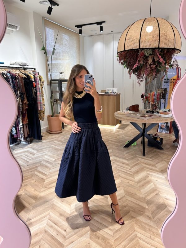 Falda Midi Acolchada Marino