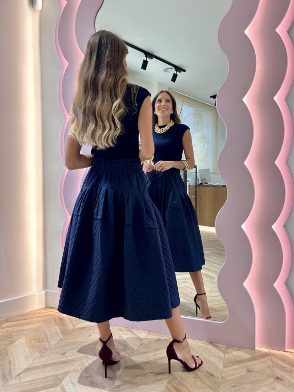 Falda Midi Acolchada Marino - Imagen 4