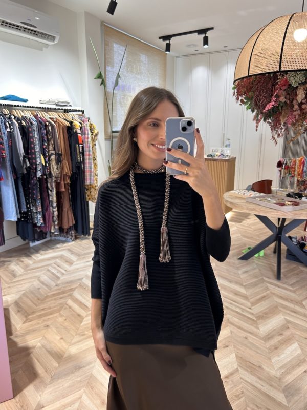Jersey Oversize Canalé Negro - Imagen 2