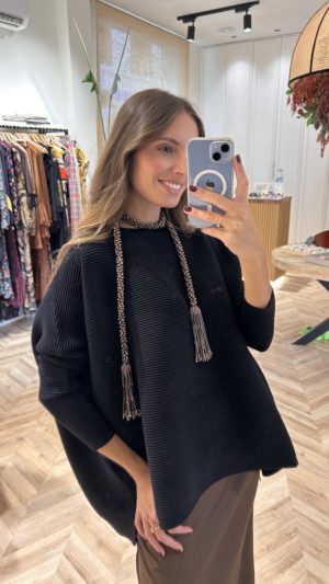 Jersey Oversize Canalé Negro