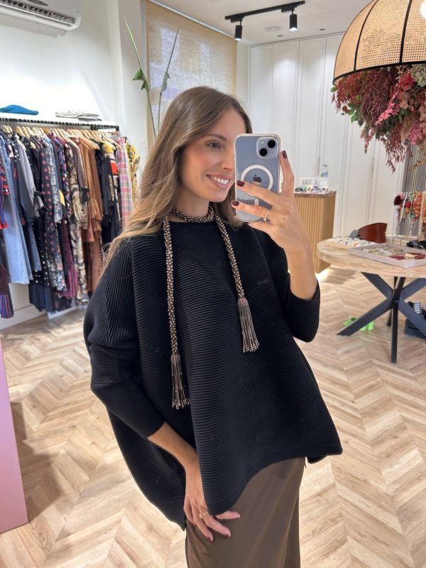 Jersey Oversize Canalé Negro
