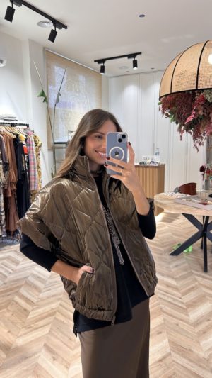 Chaleco Plumífero Satinado Moka