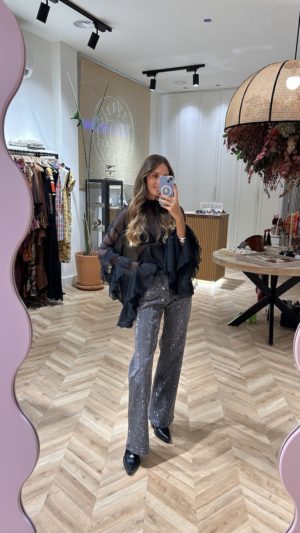 Jeans wide leg Aplicaciones Joya