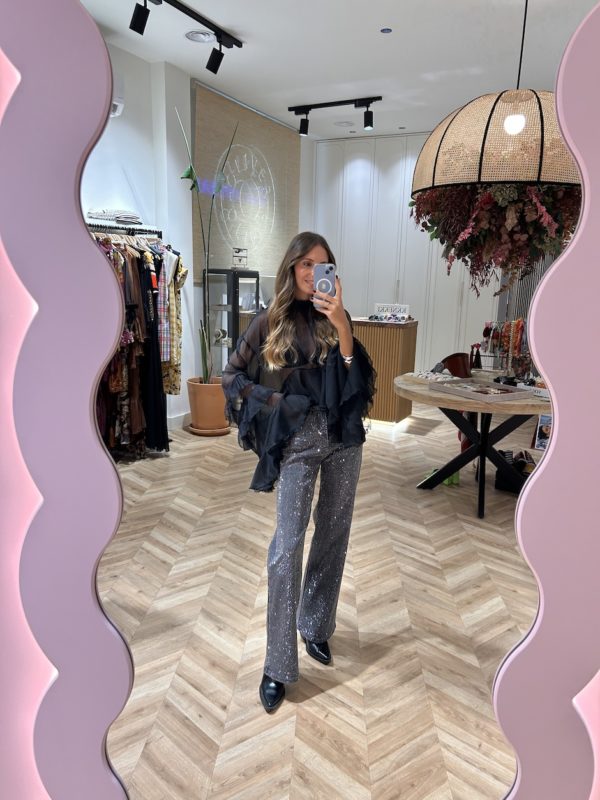 Jeans wide leg Aplicaciones Joya