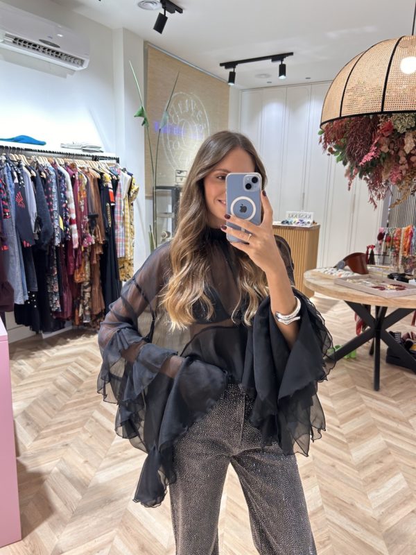 Blusa Gasa Asimétrica Volantes