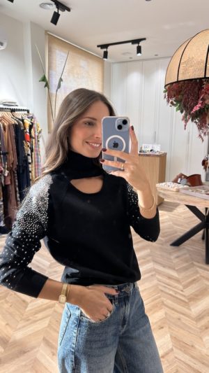 Suéter Cut Out Paillettes