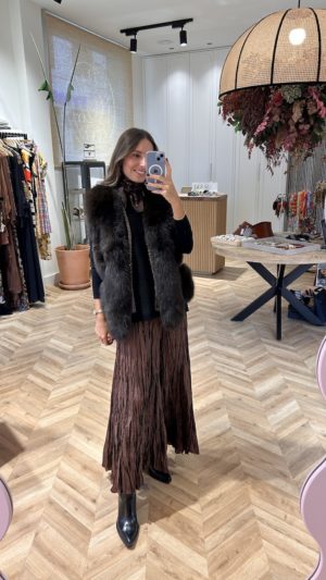 Falda Larga Plisada Chocolate