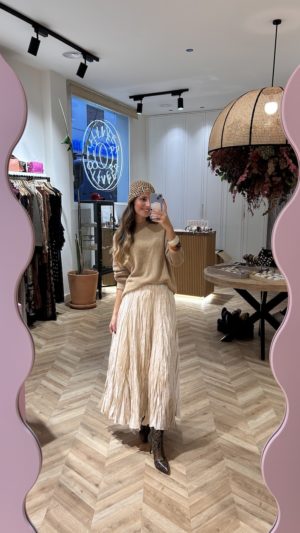 Falda Larga Plisada Marfil