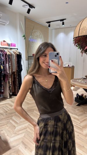 Top Lencero Blonda Encaje Chocolate