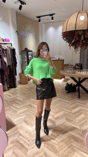 Mini Falda Vinilo Bolsillos Chocolate