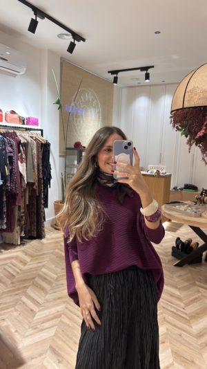 Jersey Oversize Canalé Berenjena